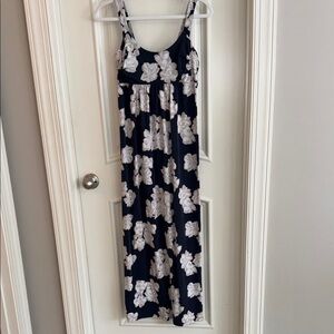 LOFT Navy and White Floral Maxi Dress
